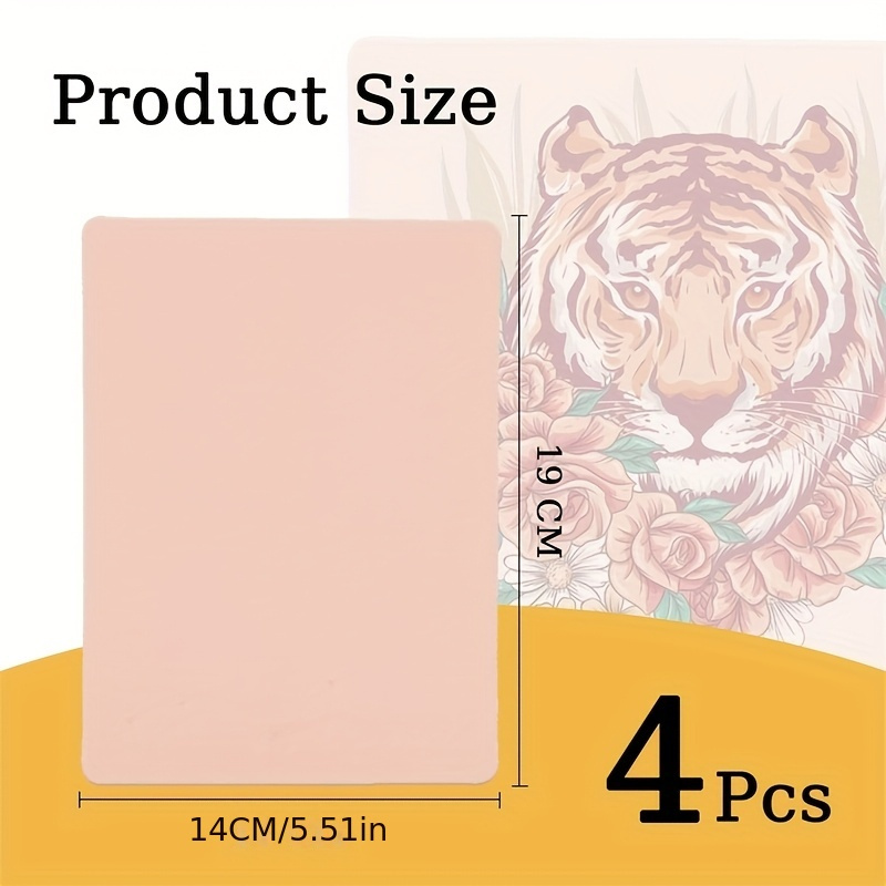 TEMU 4pcs Hypoallergenic Synthetic Tattoo Practice Skin, Blank Fake Skin Sheets For Beginners And Professionals, Ideal For Eyebrow, Lip, And Detailed Designs, Tattoo Skin Practice