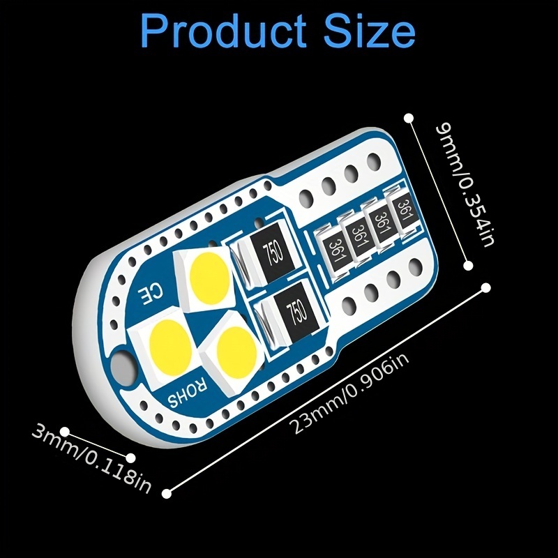 TABEN Lot de 10 ampoules LED 194 T10 W5W 2825 168 super lumineuses bleu  glacier 2-SMD 3030 puces 12 V CC 12 V pour voiture, plafonnier, porte,  éclairage de plaque d'immatriculation, 1 W : : Auto