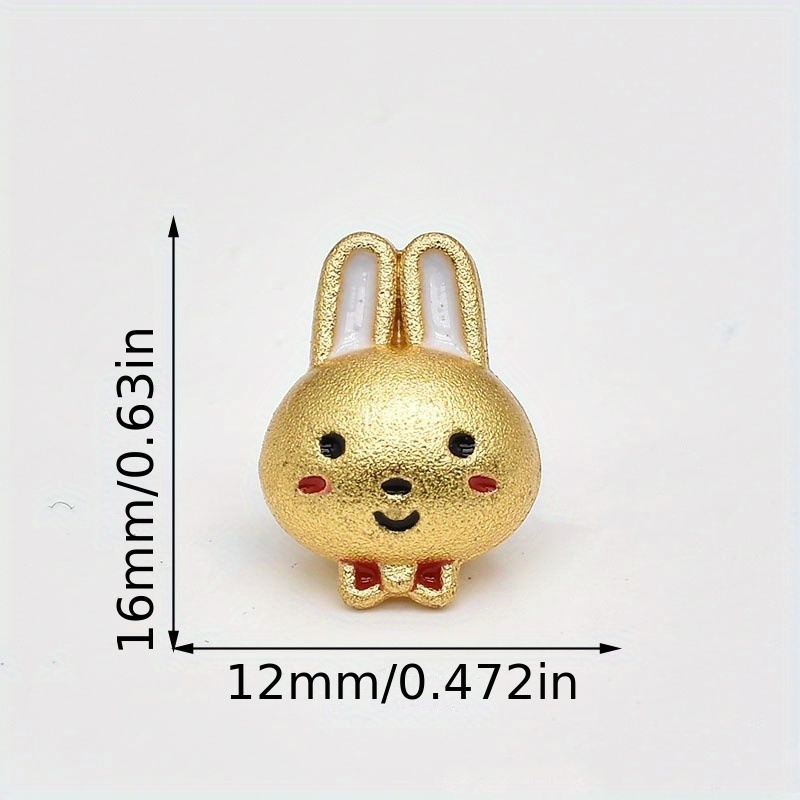 2 5pcs Electroplated Golden Rabbit Tiger Design Spacer Beads Loose ...