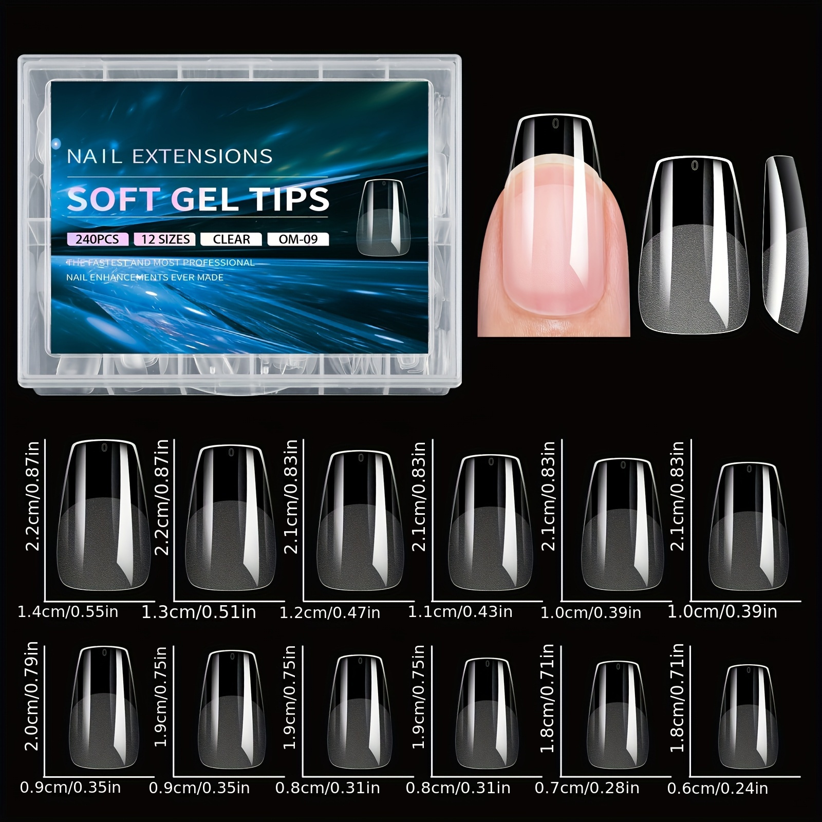 E-shop 240 Stück Soft Gel Nagelspitzen, Halbmatte Vollständige Abdeckung Aufdrückbare Nagelspitzen Mandelform Quadratisch Sarg French Falsche Nägel
