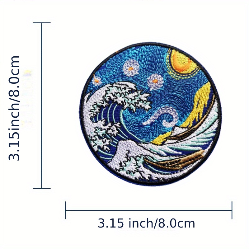 The Great Wave off Kanagawa Japan Patch (3.5) Hook Loop Badge