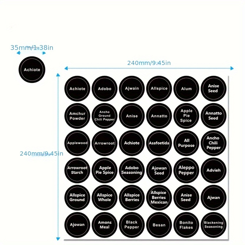 Spice Label, Removable Spice Label, Refrigerator Spice Label For