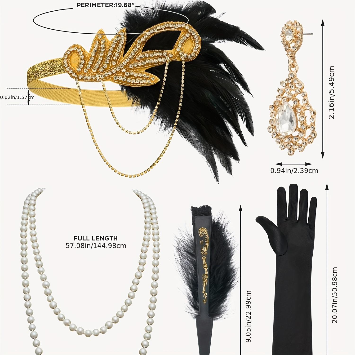 Ensemble D'accessoires Pour Costumes Rétro Roaring 1920 Pour