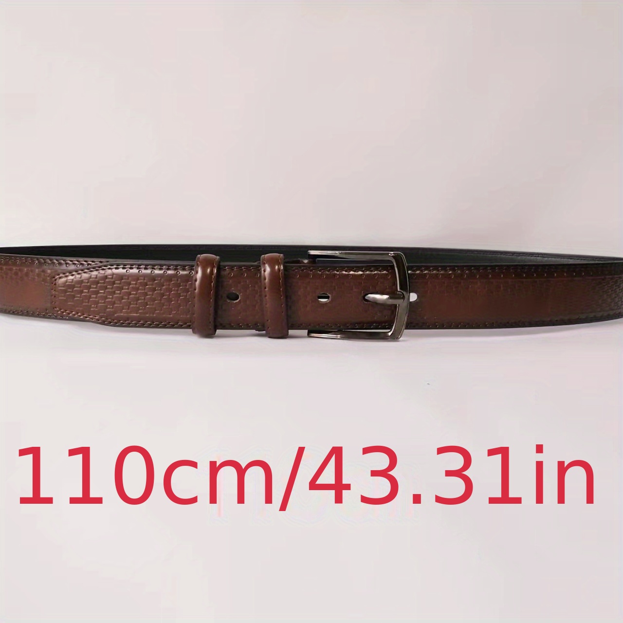 Men's Plaid Leather Belt Pin Buckle Casual Waist Strap