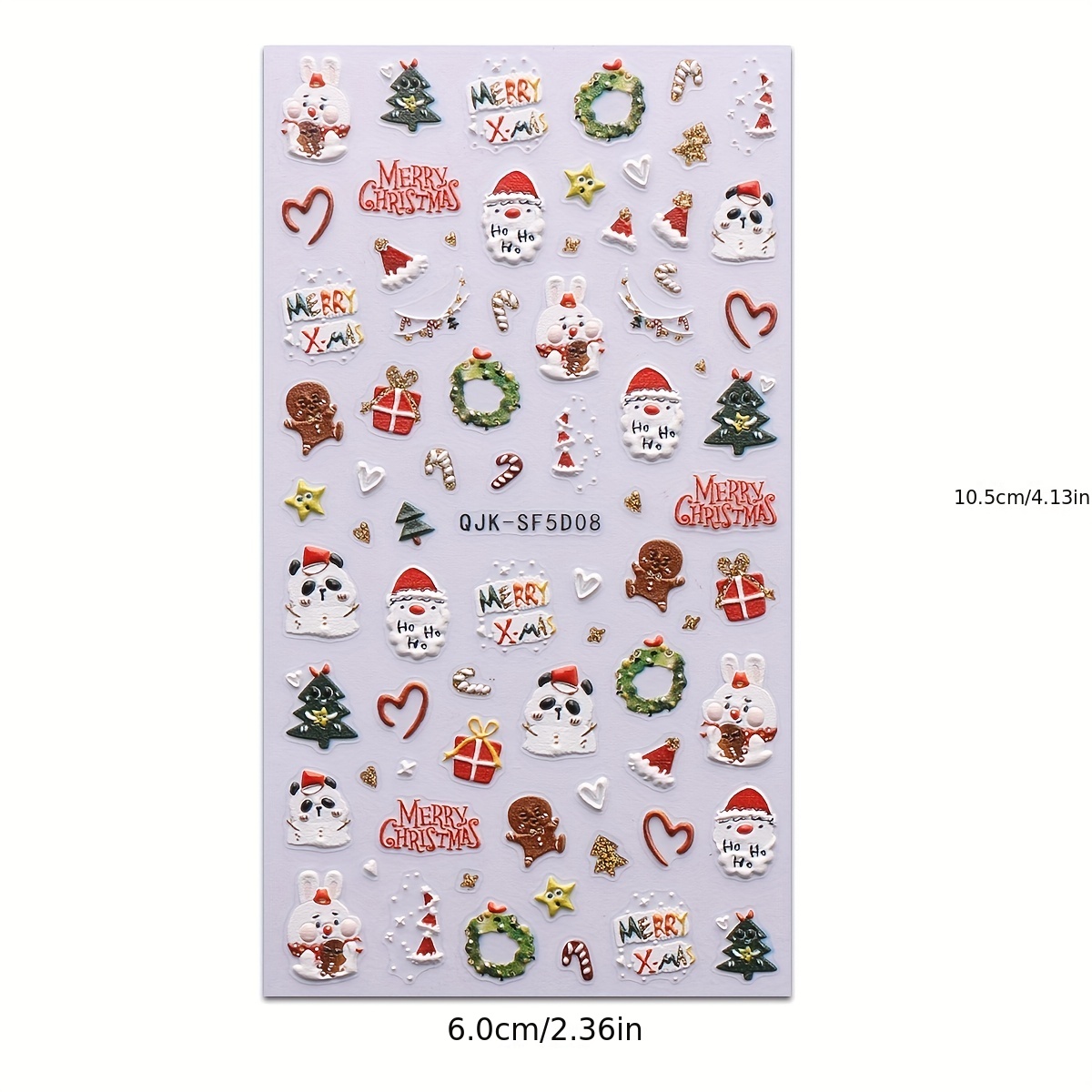 5d Embossed Glitter Christmas Nail Art Stickers santa Claus - Temu