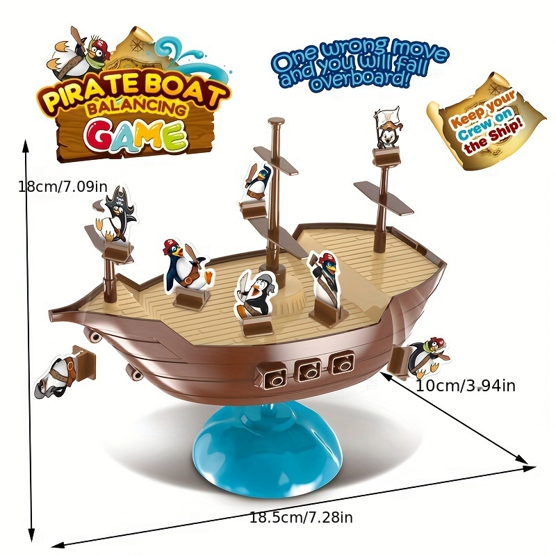 Cute Penguin Balance Pirate Ship Family Party Parent-child Interactive  Educational Toy Hand-Eye Coordination Living Room Decoration Holiday Gift