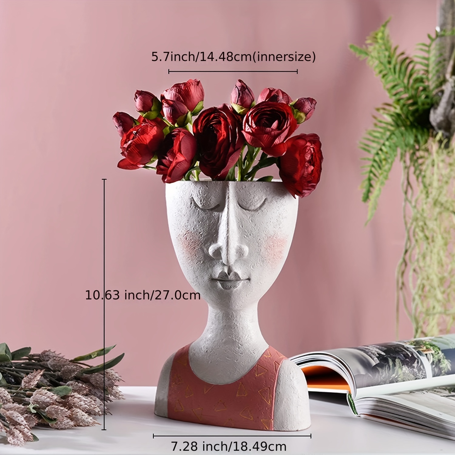 1 個、顔植木鉢樹脂多肉植物ヘッドアート花瓶プランター、クリエイティブ植木鉢、超美しい花植木鉢、屋内屋外家の装飾庭の植木鉢 - Patio