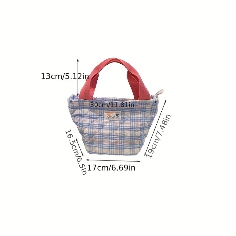 1pc Checkerboard Insulated Lunch Bag Reusable Thickened Aluminum