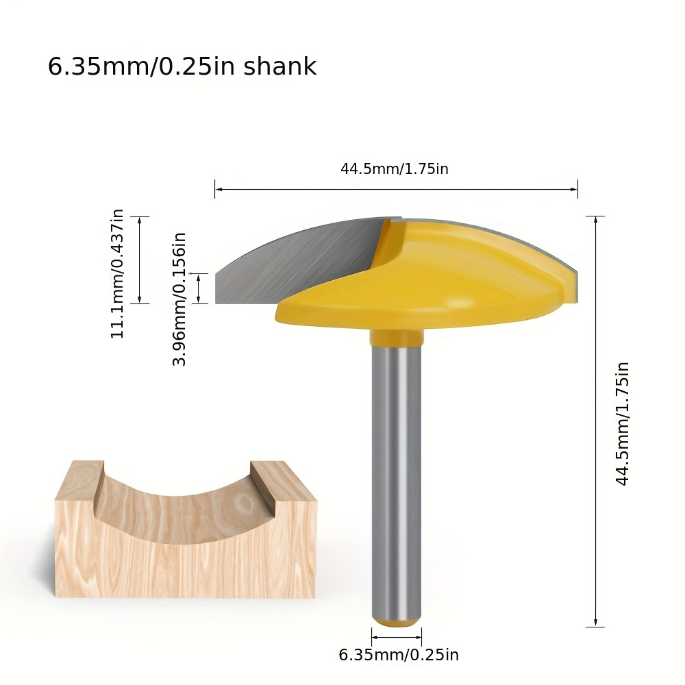 6. Shank Thin Flat Bottomed Blade Belly Board Blade, Curved Bottom Cleaning Blade, Woodworking Milling Cutter, Round Bottom Blade