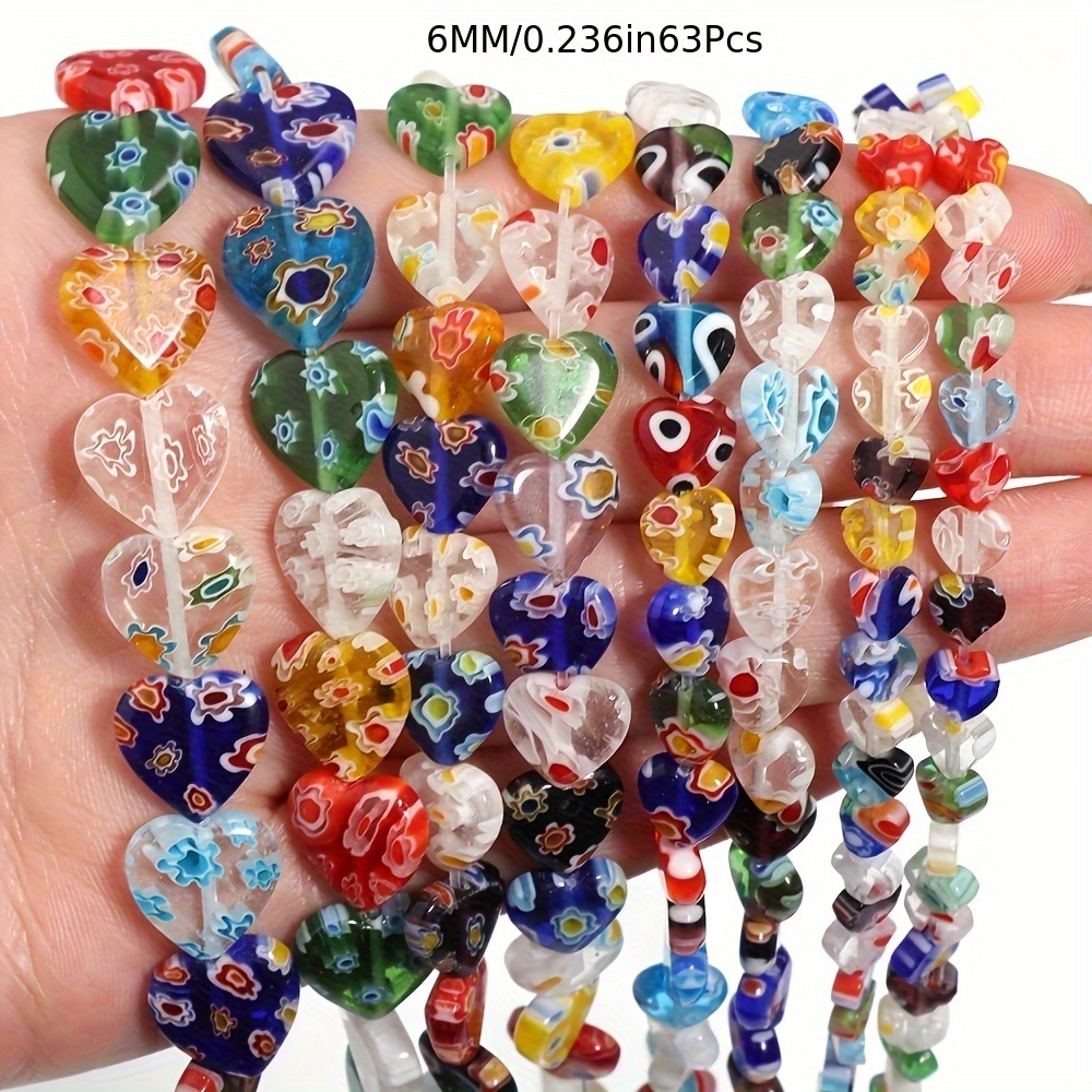 E-shop 6/8/10/12mm Glasperlen Multicolor Blumen Herz Glas Pfirsich Herz Spacer Perlen Schmuck Zubehör