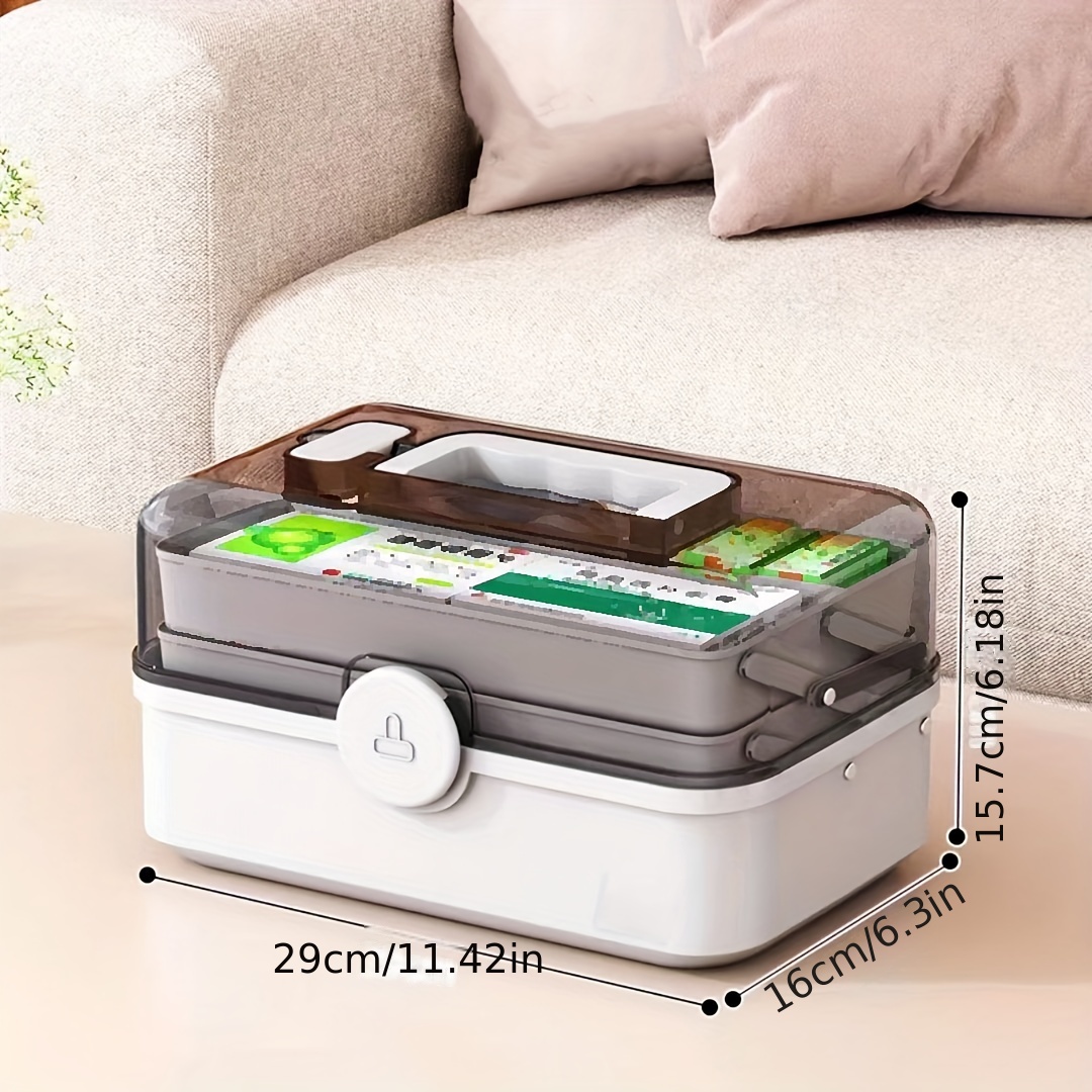 Household Portable Medical Box Double-Layer Compartments Organized