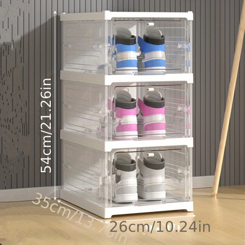 Foldable Shoe Box, 3-layers Integrated Installation-free Thickened