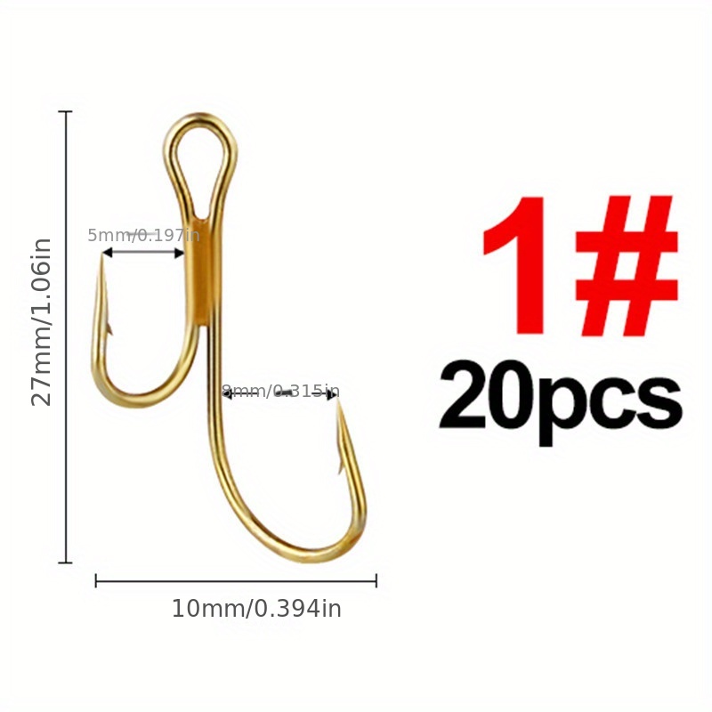 10pcs High Carbon Steel Fishing Hooks,Hard Bait Treble Hooks