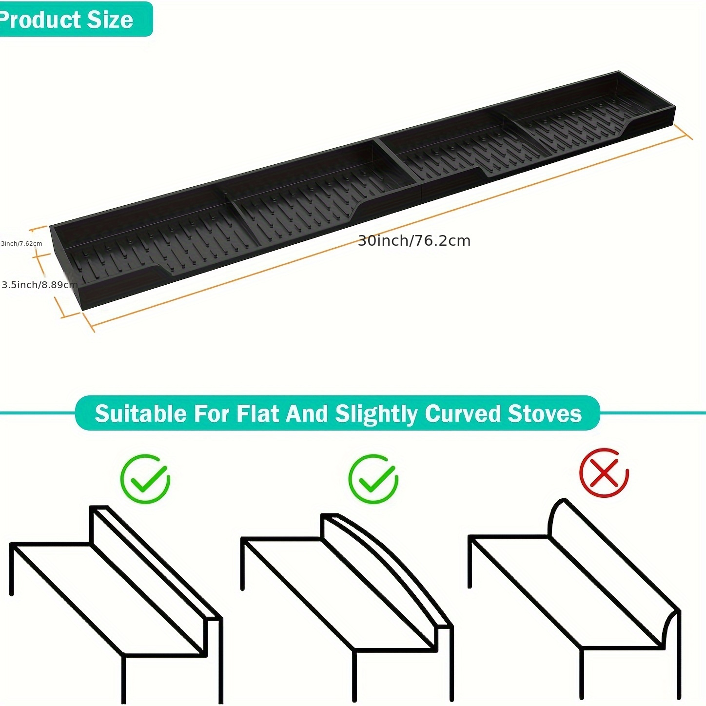 30-inch Silicone Stove Organizer Rack With Strong Suction Cups, Heat-resistant And Safe For Dishwashers, Suitable For Restaurants And Home Kitchens.