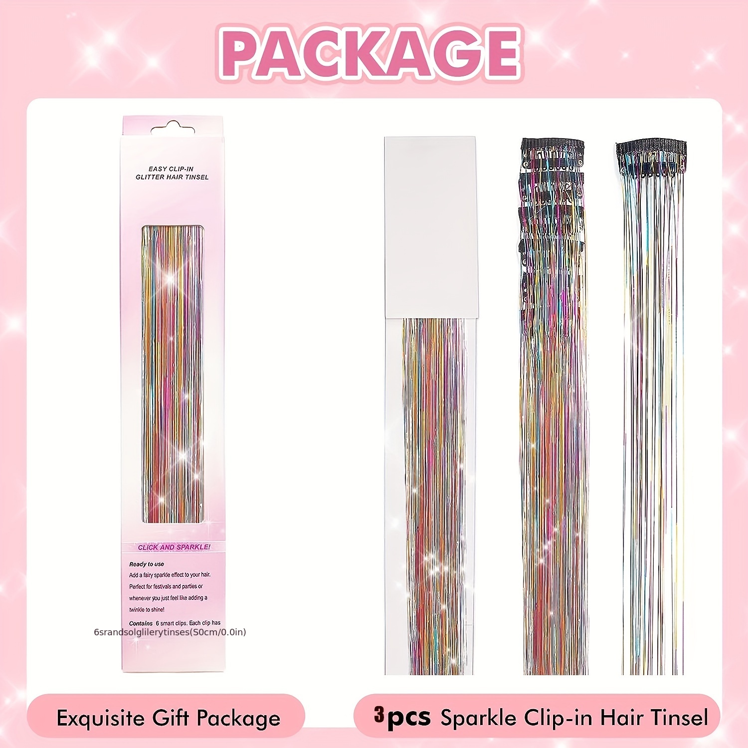 Hair Tinsel Clip In Hair Tinsel Colorful Glitter Tinsel Hair