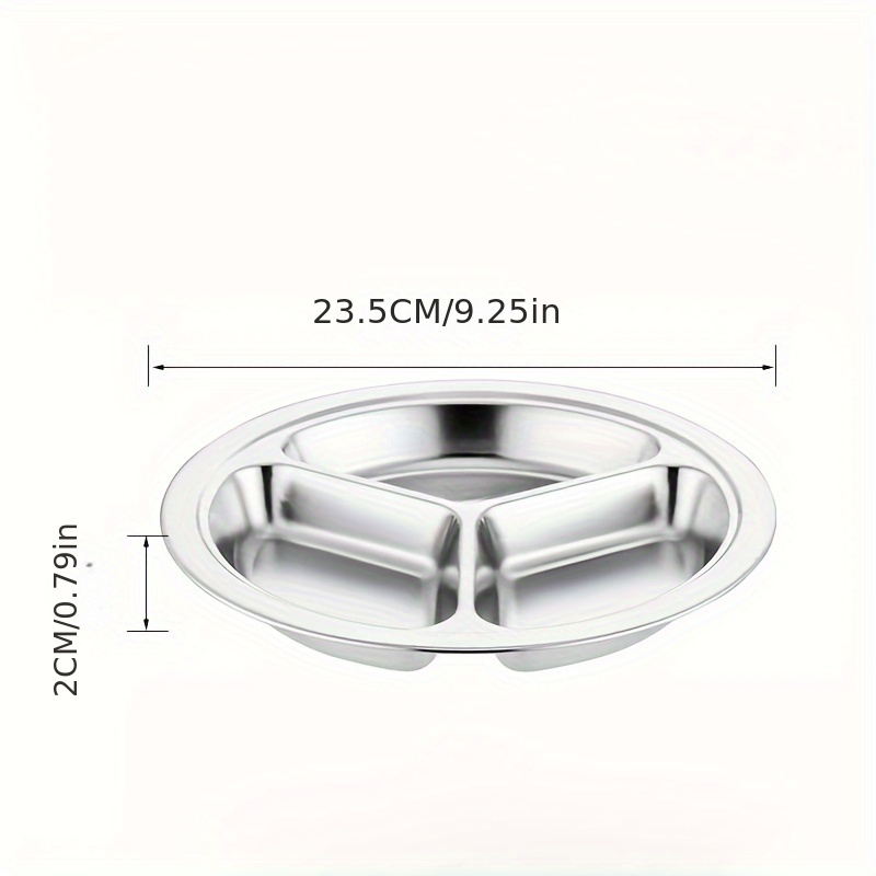 E-shop Edelstahl Teller mit Fächern, Edelstahl Teller mit Fächern, Abendessen Snack Teller, mit 3 Fächern, Ideal für Partys, Feinschmecken, Camping,