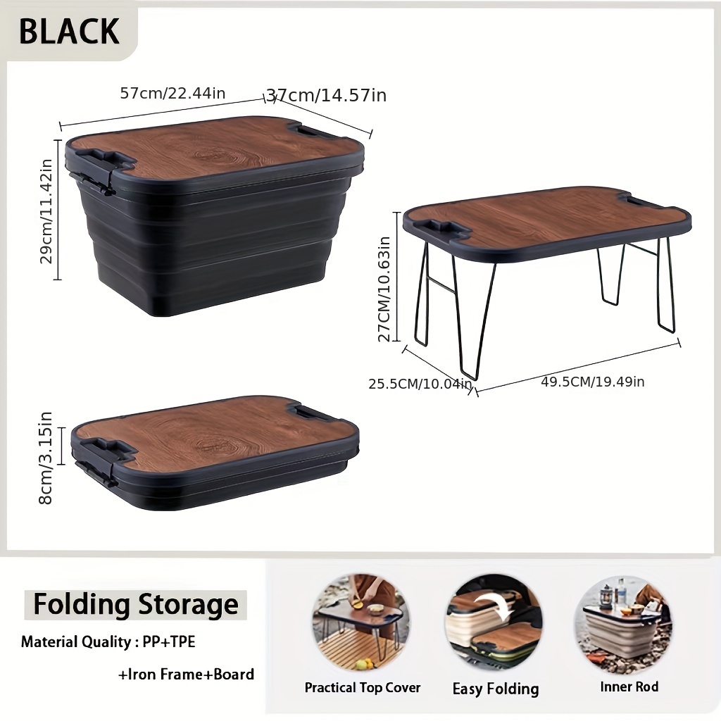 1set Folding Storage Box, Outdoor Storage Box Table Set, Folding Portable Organizer With Camping Picnic Table, Car Storage Box, Outdoor Utility Storage Container