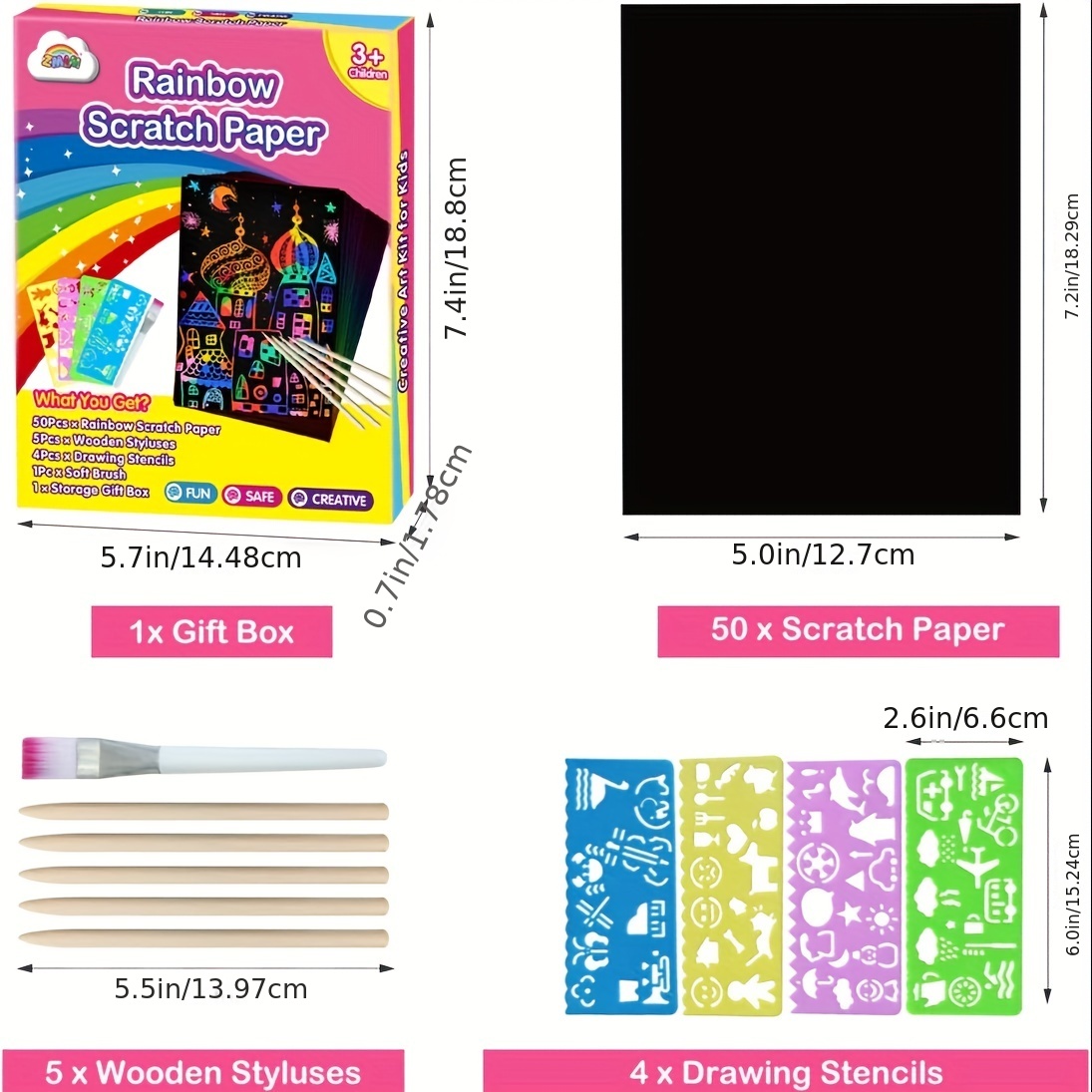 Rainbow Scratch Notebook for Kids - 10 Pack Magic Scratch Paper