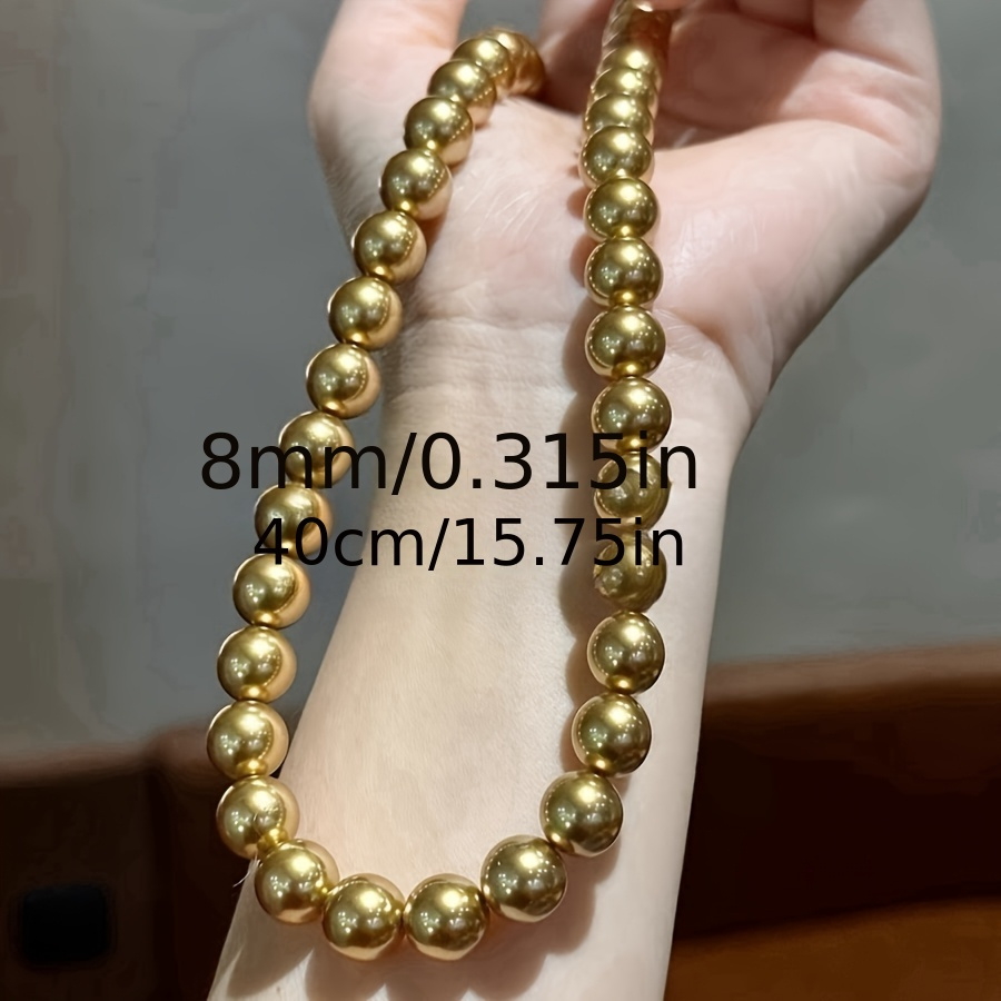 Women's 8mm Brown Glass Necklace, Classic & Versatile