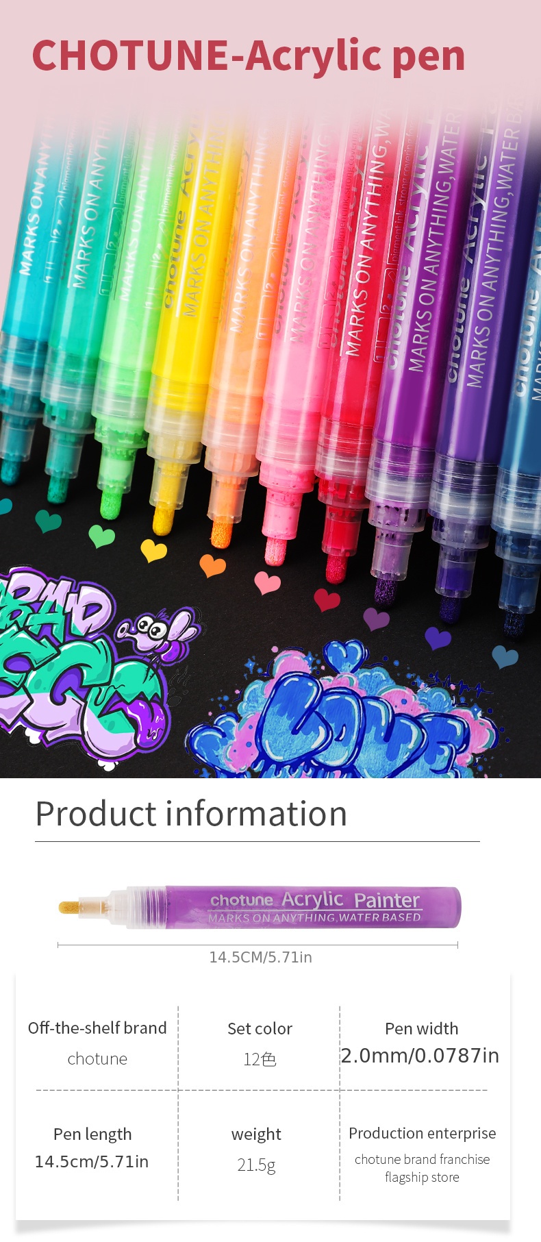 48 Colors Acrylic Markers Paint Pens for Mug Rocks Craft Ceramic