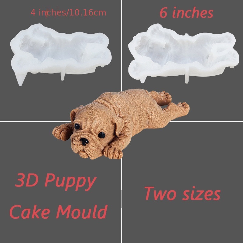 4/6 3D Dog Silicone Mould Mousse Fondant Cake Pudding Baking Mold