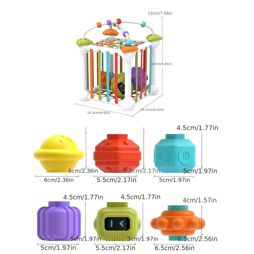  Juguetes Montessori para niños de 1 año, juguete clasificador  de bebé, cubo colorido y 6 piezas de forma multisensorial, actividad de  aprendizaje para habilidades motoras finas, juguetes de ventosa, : Juguetes