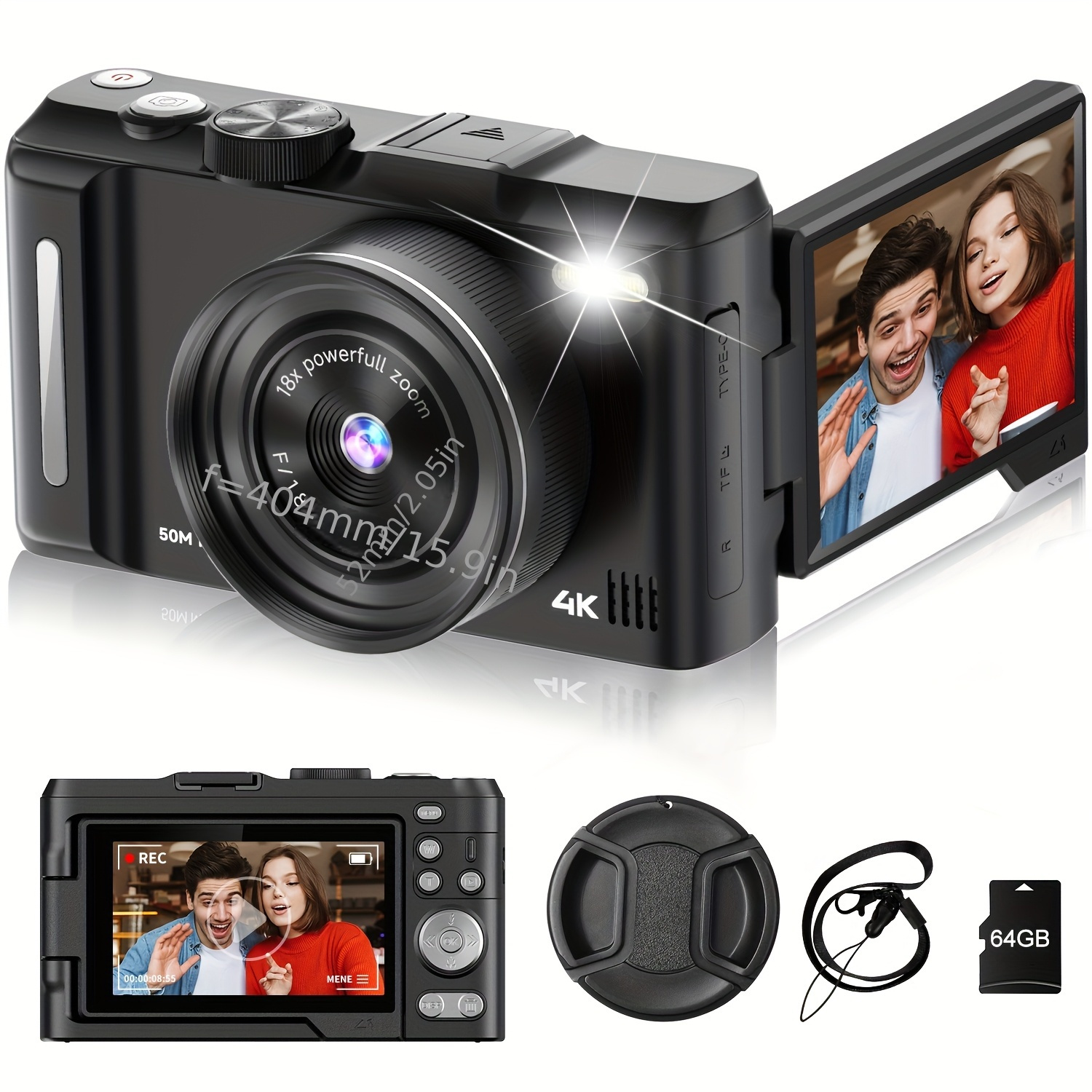 nbd cameras for photography 4k video, 48 mp vlogging camera with