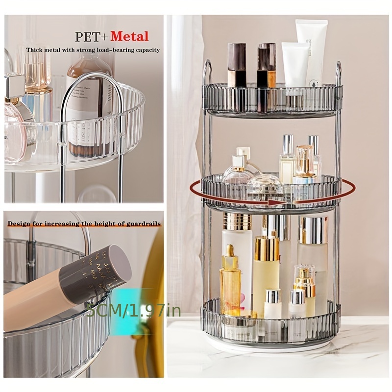 Acquista Organizer per trucco rotante 1/2 livello Espositore per cosmetici  di grande capacità Profumi Cura della pelle Rossetti Ombretto Portautensili per  trucco Scaffale Organizzatore per il bagno