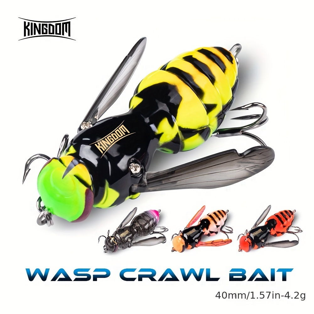 

1pièce KINGDOM Wasp , 4.2g 40mm Mouche de pêche flottante réaliste, Insecte artificiel dur en ABS pour la pêche au bar et au pike