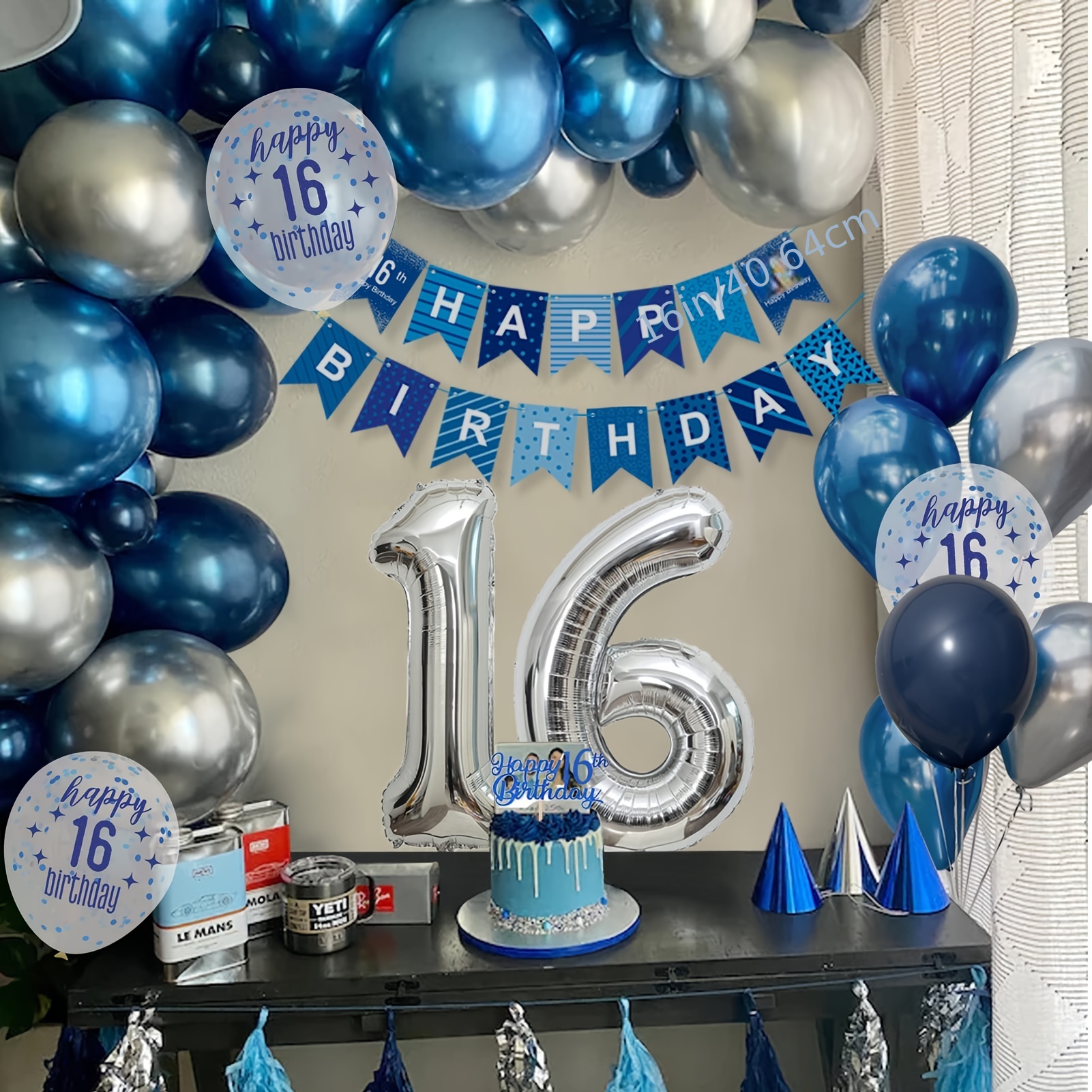 Décoration d'anniversaire de 16 ans - Set de décoration de Fête d' anniversaire de 16