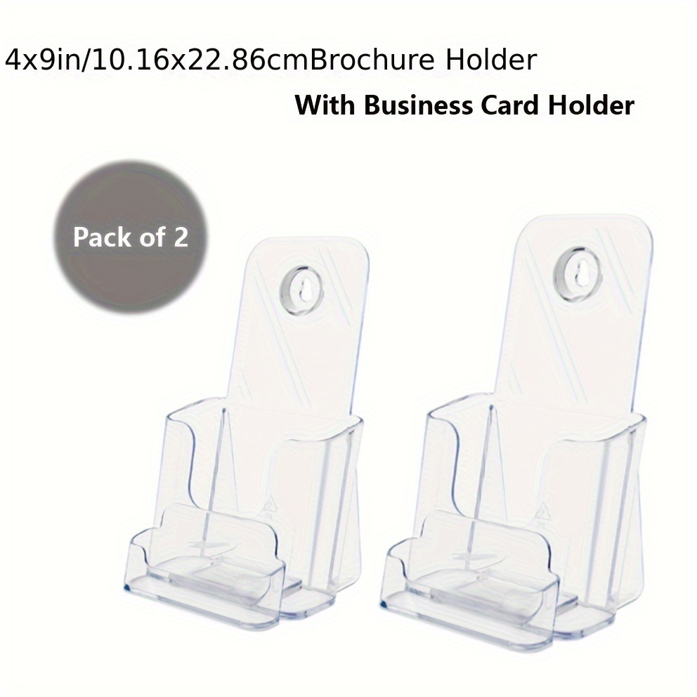 

4x9" Brochure Holder With Business Card Holder, Clear(each Set Includes 2 Sets, 2 Brochure Holders + 2 Card Holders)