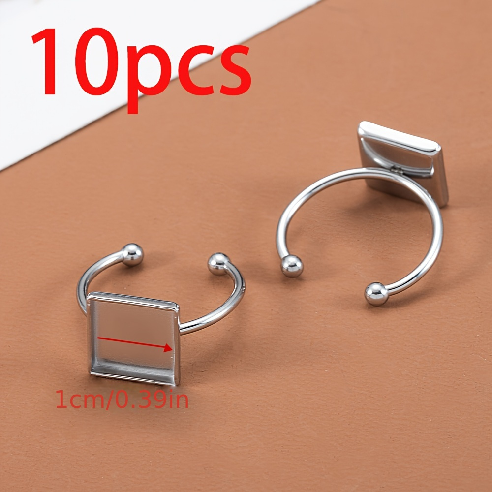 TEMU 10pcs Mingxuan Stainless Steel Settings - Making Kit With Double Ball & Flat Tray Bases, Welding Cones For Rings - Durable Craft Accessories,