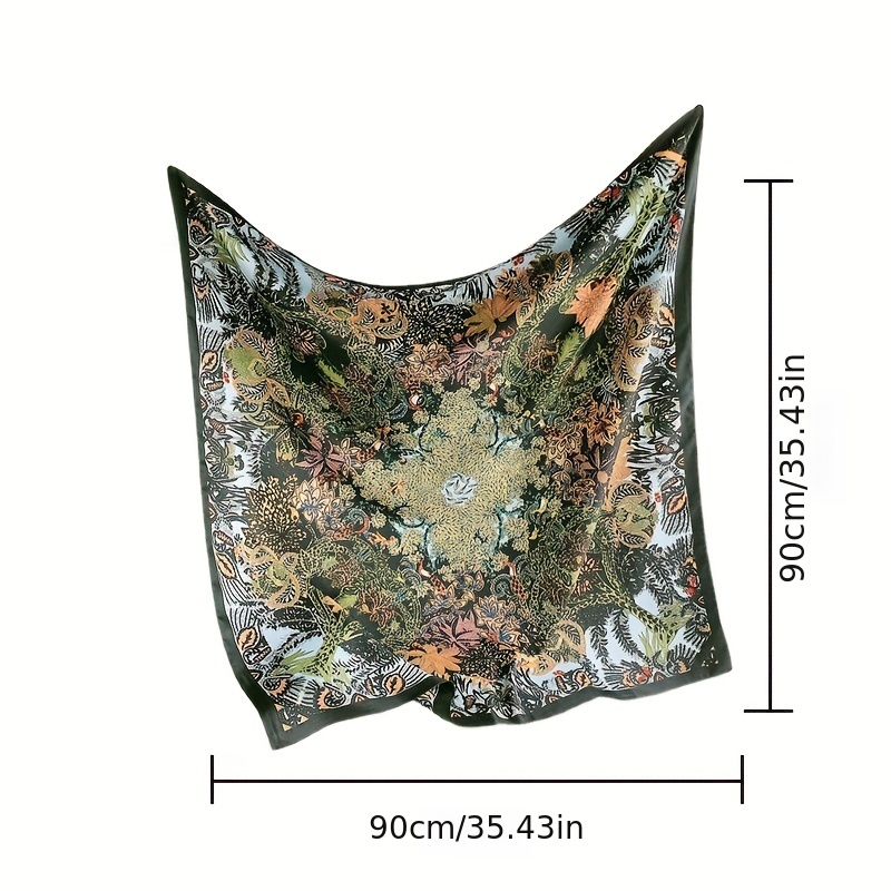 Boho Floral Print Silk Square Scarf Neckerchief Vintage Head Wrap