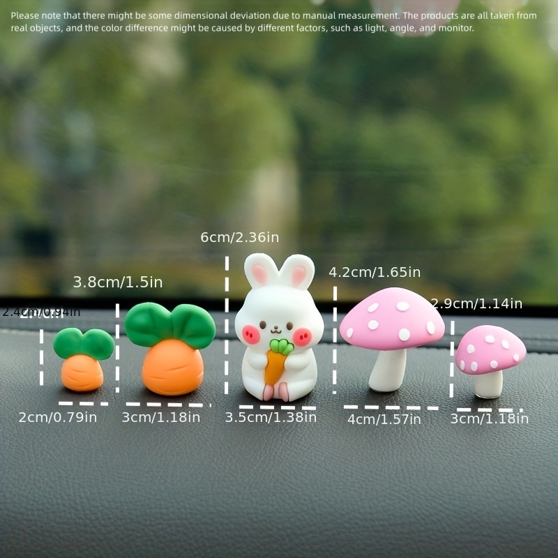 Mini Car Decorations Cute Cartoon Mushroom Carrot Bunny Car - Temu