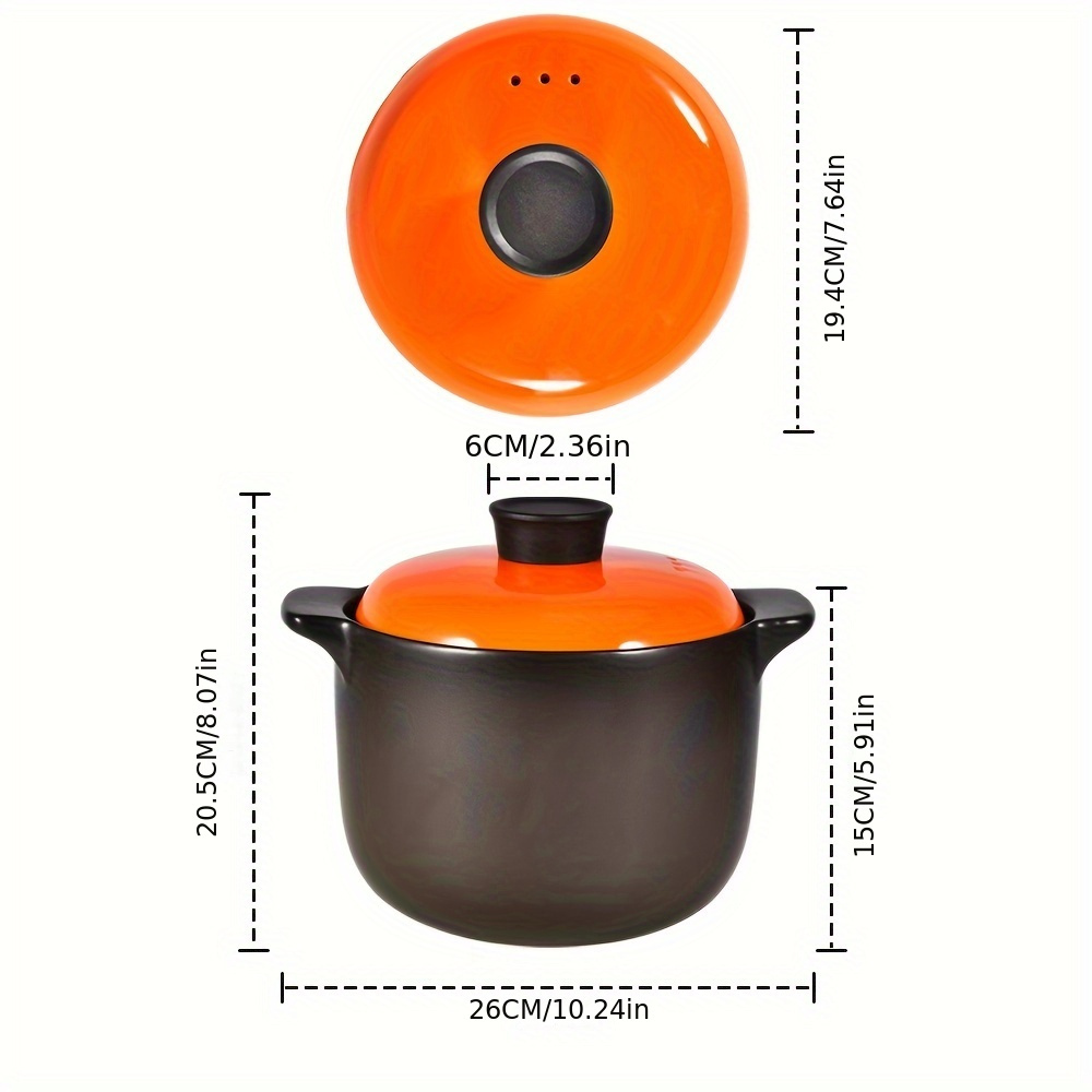 3 5l ceramic casserole dish with orange lid heat resistant stovetop safe cookware for   and meals details 5