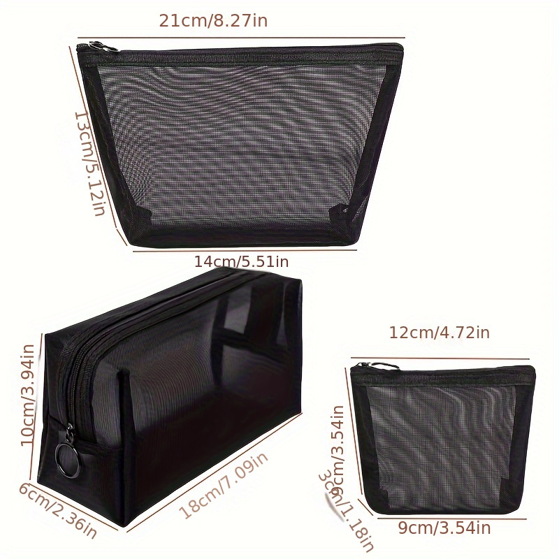 3pcs, Mesh Cosmetic Bag, Mesh Storage Bag, Pencil Pouch