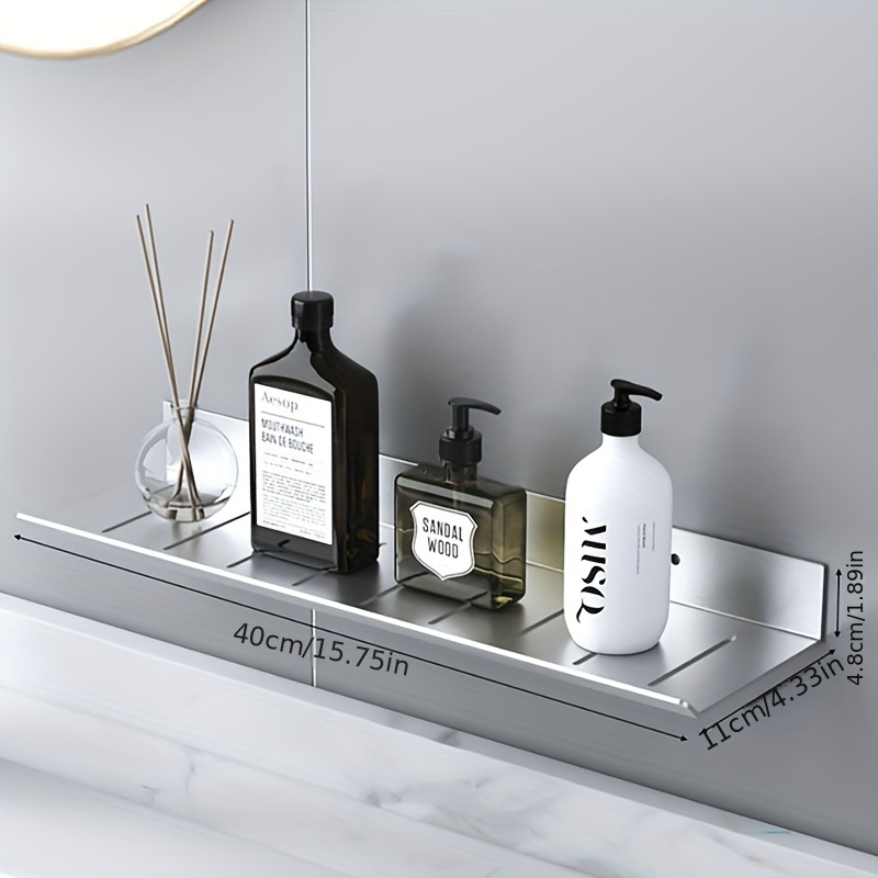 Simple Brass Bathroom Shelves Wall Mounted Glass Phone Holder White  Decorative Shower Wall Shelf