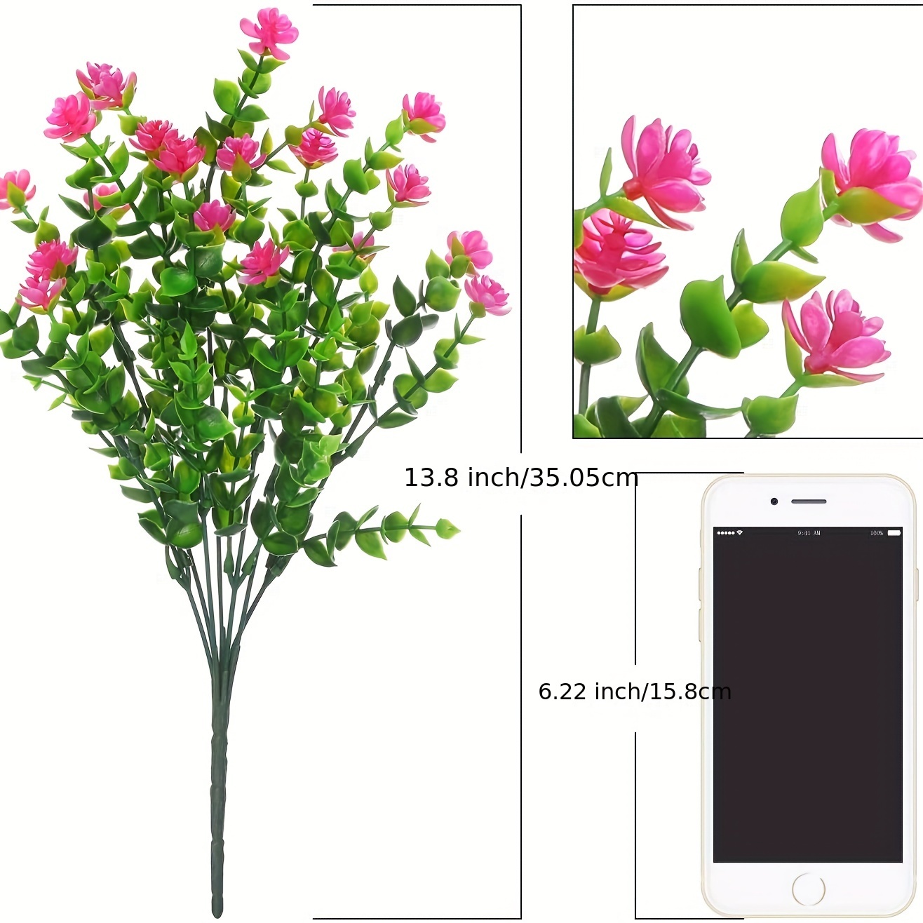 9 Bouquet Di Fiori Artificiali Da Esterno, Fiori Finti Da Piante In  Plastica Sfusa, Verde Artificiale Resistente Ai Raggi UV, Vaso Di Bosso Con  Vasi P