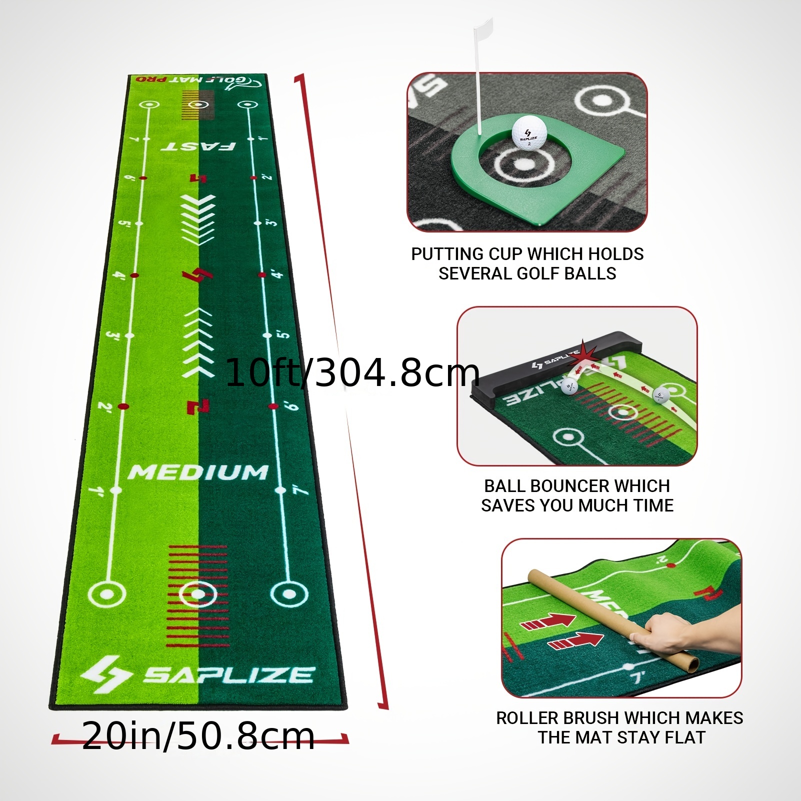 two speed golf putting practice mat with putting alignment mirror putting training aid mat anti slip golf putting green for indoor outdoor details 2