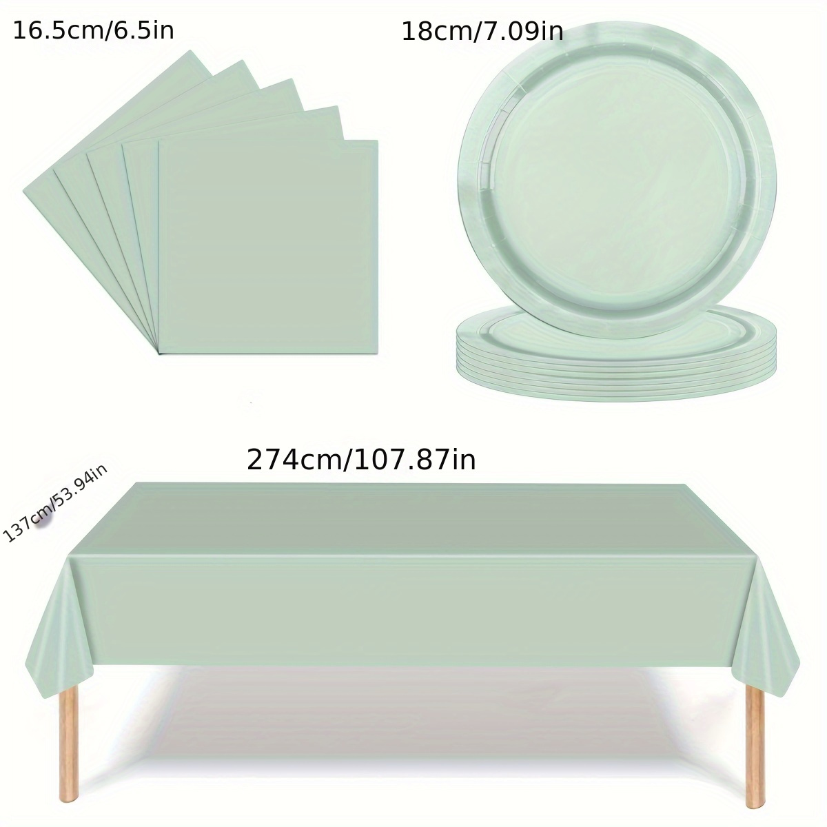 

41-piece Sage Green Party Supplies Set - Includes Disposable Plates, Napkins & Tablecloth For 20 Guests - Perfect For Weddings, Bridal Showers & Birthday Celebrations