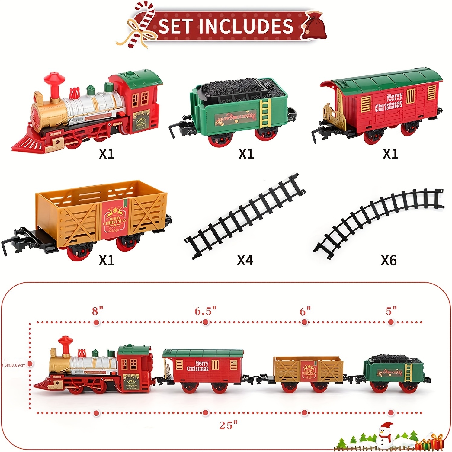 electric train set toys around tree for kids christmas train set with sounds include 4pcs cars and 10pcs tracks trains toys for boys girls christmas halloween thanksgiving gift 1