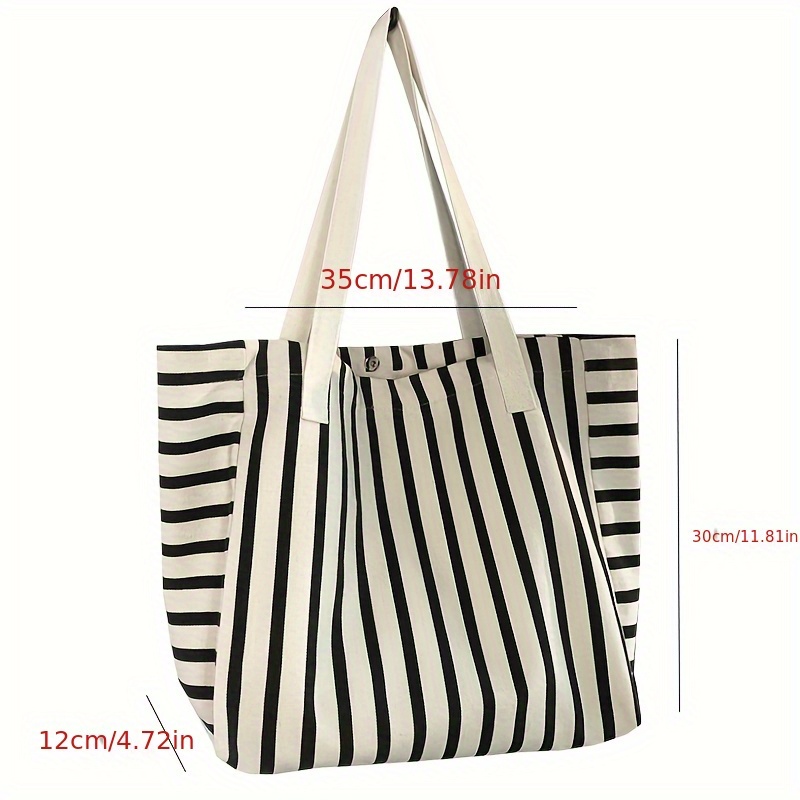 E-shop 1 Stück Gestreifte Canvas Schultertasche, Große Kapazität Lässige Vielseitige Tote Bag