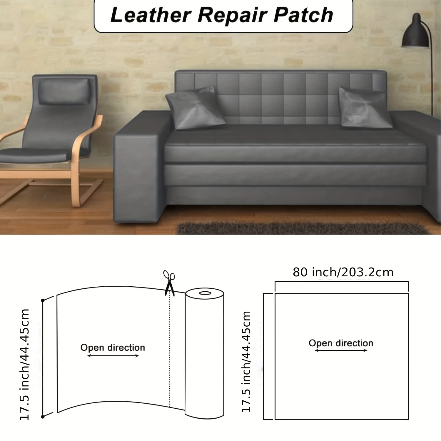 Black Leather Repair Patch,Leather Repair Tape, 4 x 54 inches Leather  Repair Patch for Furniture,Vinyl Repair kit,Leather Couch Patch,for Sofas