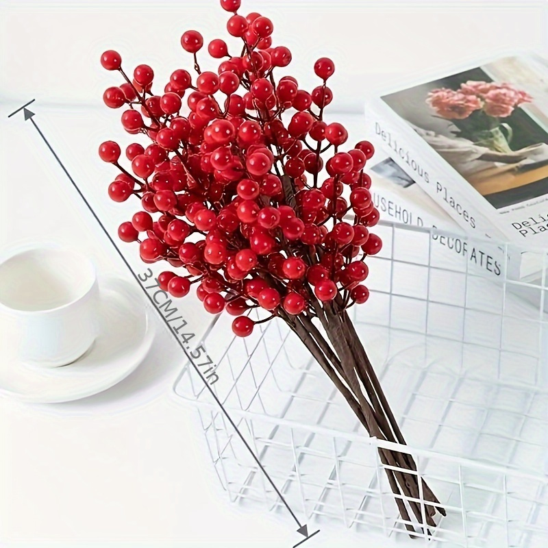 Artificial Red Berry Stems Christmas Red Berries Holly Berry - Temu