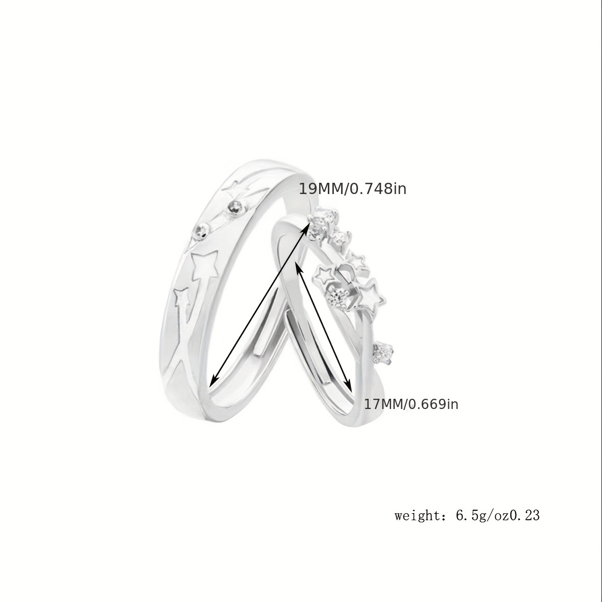 2pcs Couple Rings Starry Night Luminous Pair Ring
