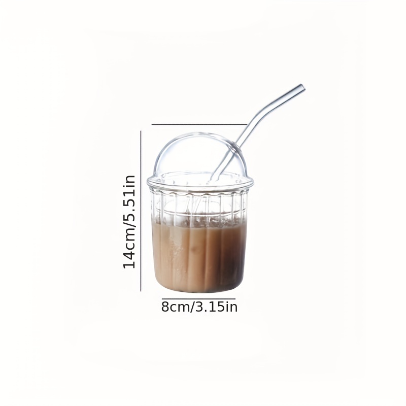 Small Glass Tumbler With Dome Lid And Straw Boba Tea Bottle - Temu