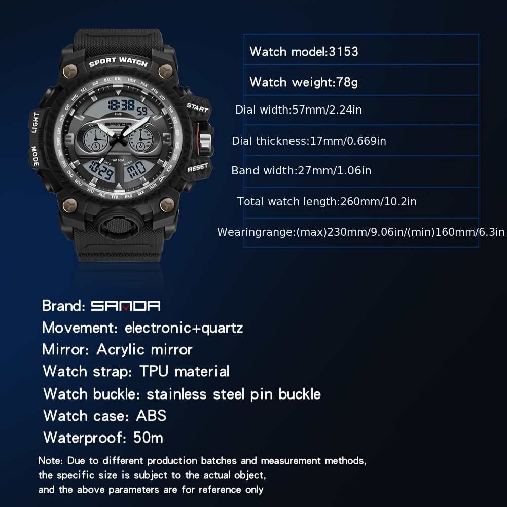 1 Reloj Militar Tipo G Hombre, Relojes Envío Directo Descarga Digital  Hombre, Resistente Agua, 50 M, Reloj Pulsera Electrónico Esfera , Reloj  Deportivo Analógico, Reloj Cuarzo Doble Pantalla Hombre 2023 - Joyería  Accesorios - Temu