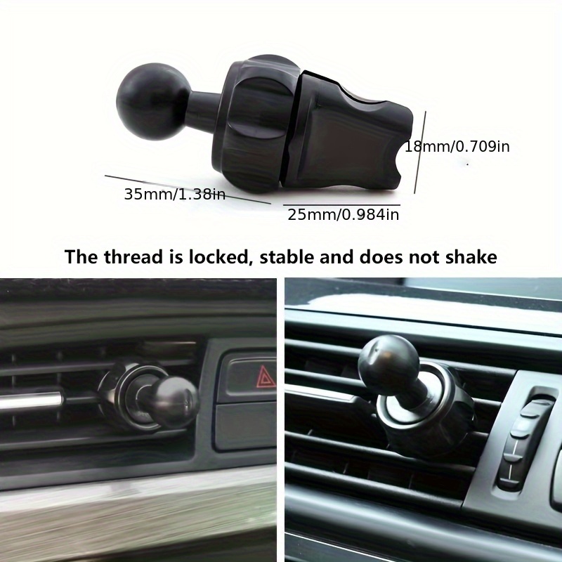 TEMU Soporte de Teléfono para Coche con Cabeza Esférica de 17mm - Montura de Rejilla de Aire de Calidad en ABS con Rotación de 360°, Sujeción y