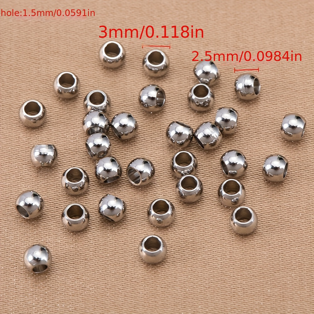 10 Perles En Acier Inoxydable 8 Mm - Argenté - Pour Création Bijoux DIY