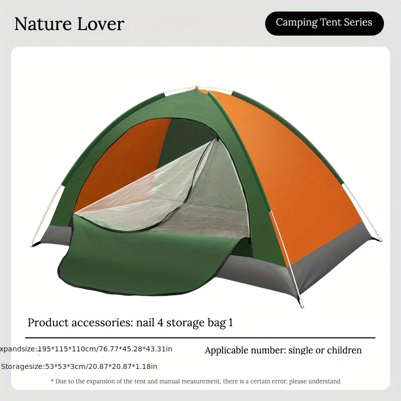 TEMU [] Setup Portable Camping Tent For 3-4 - , Sun , Fiberglass Poles, Zip Closure,